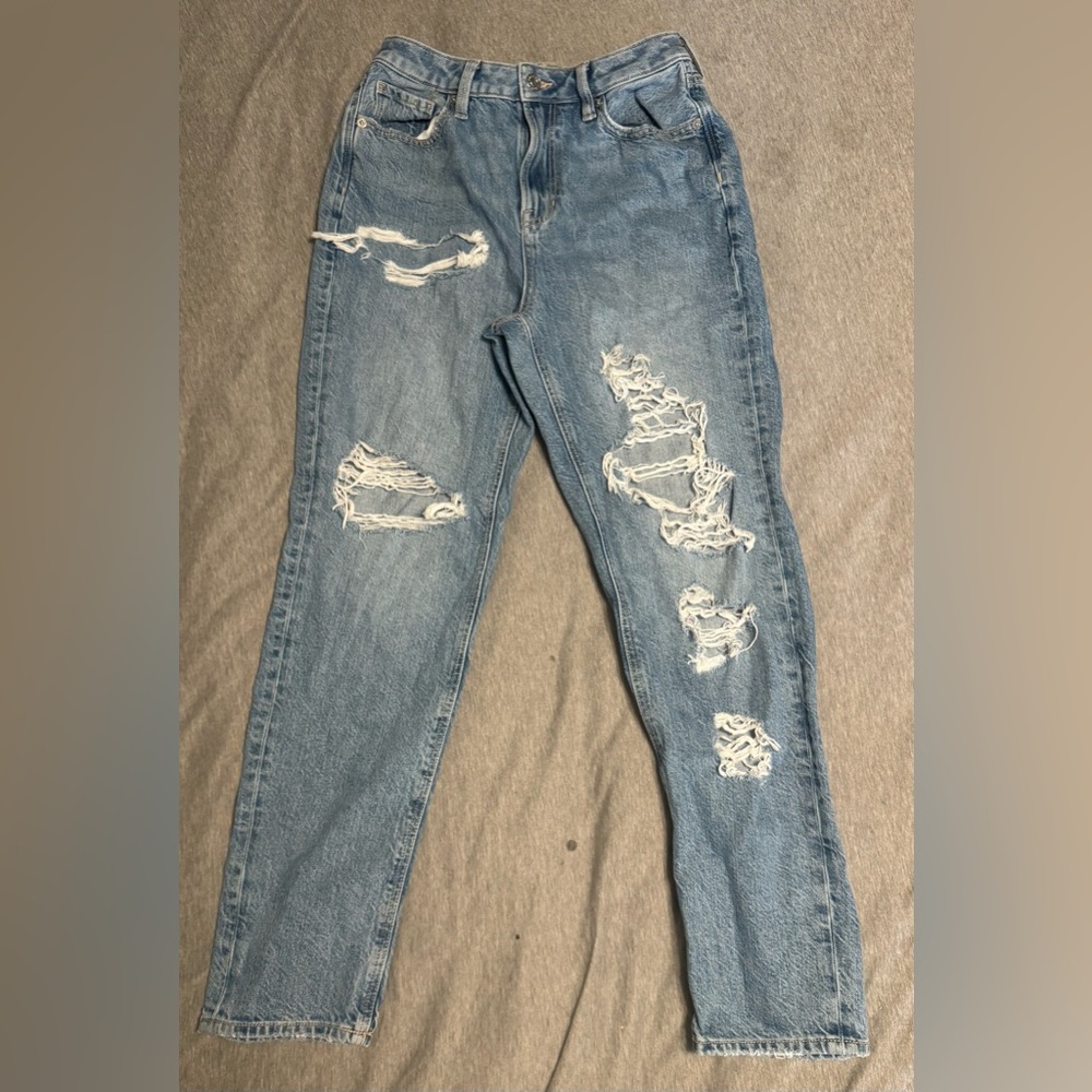 AMERICAN EAGLE Womens Medium Wash High Rise Distressed Jeans  size 2